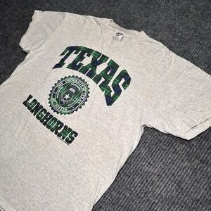 Vintage Texas Longhorns Shirt Adult L‎ Plaid Green Graphics Jerzees Tag NCAA